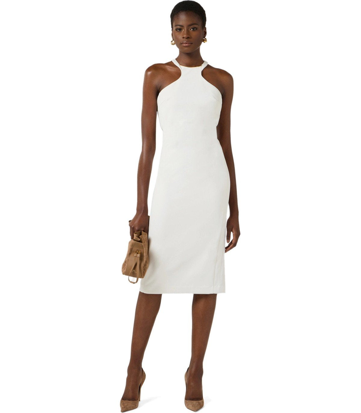 ELISABETTA FRANCHI IVORY MIDI DRESS