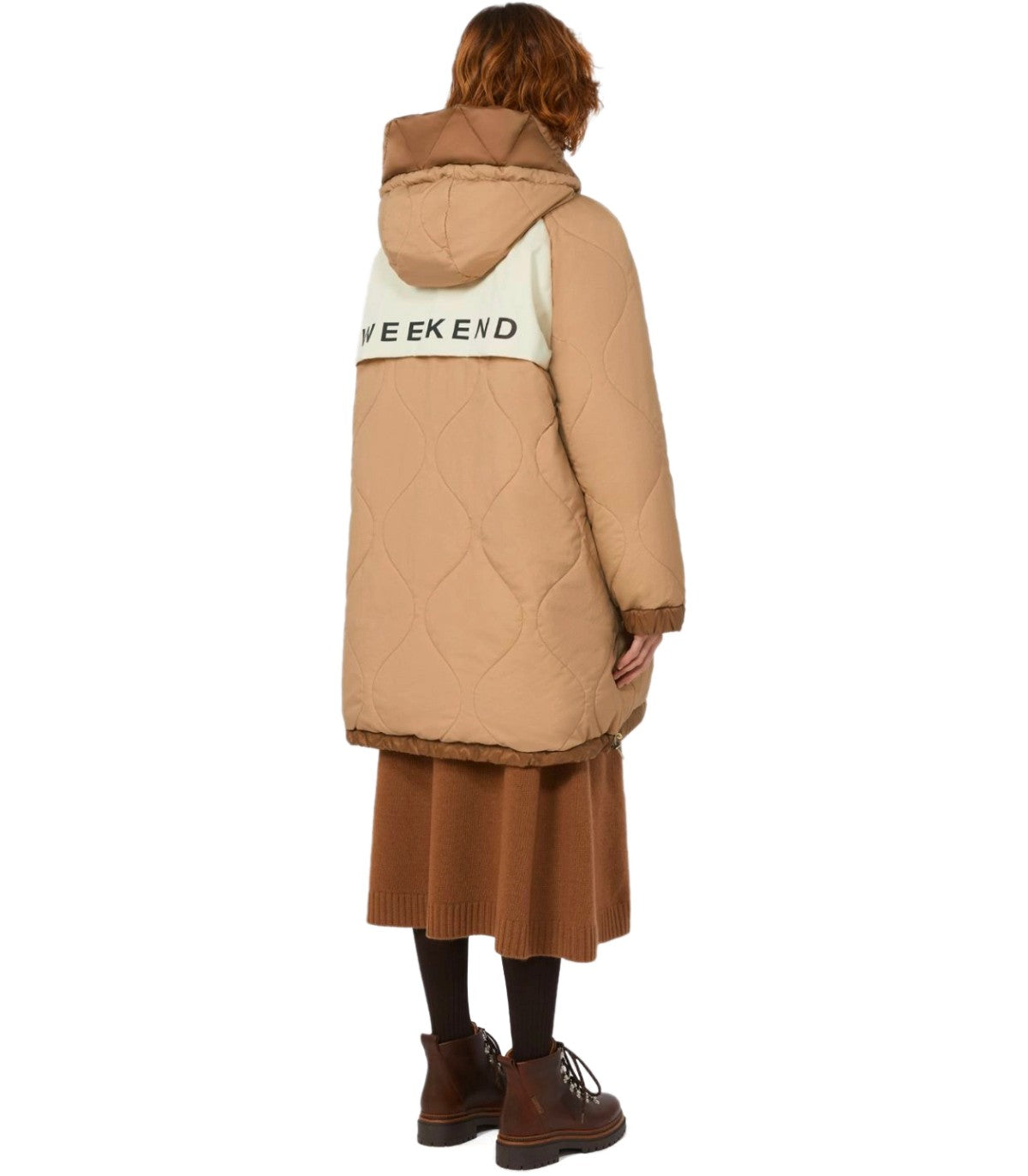 MAX MARA WEEKEND ANFORA BROWN HOODED DOWN JACKET