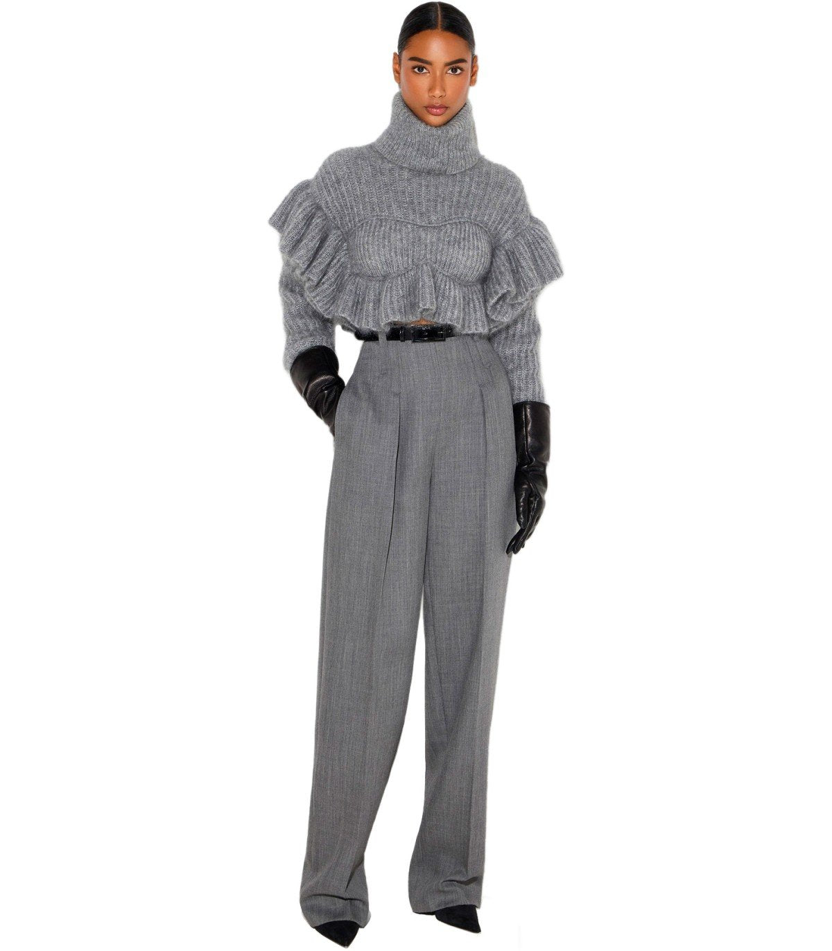 PANTALONE CON CINTURA GRIGIO MELANGE ELISABETTA FRANCHI 