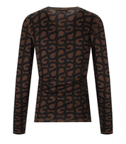 STINE GOYA BRAUNES MONOGRAM LANGARM-T-SHIRT