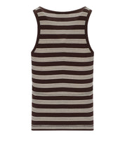 GANNI BROWN RIBBED TOP