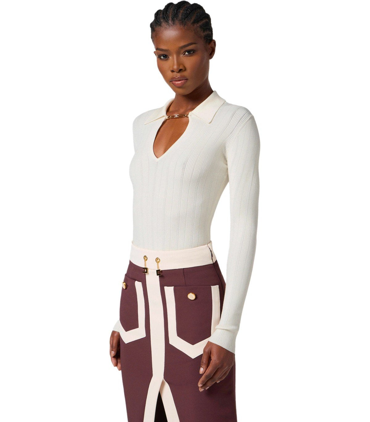 ELISABETTA FRANCHI MILK POLO PULLOVER