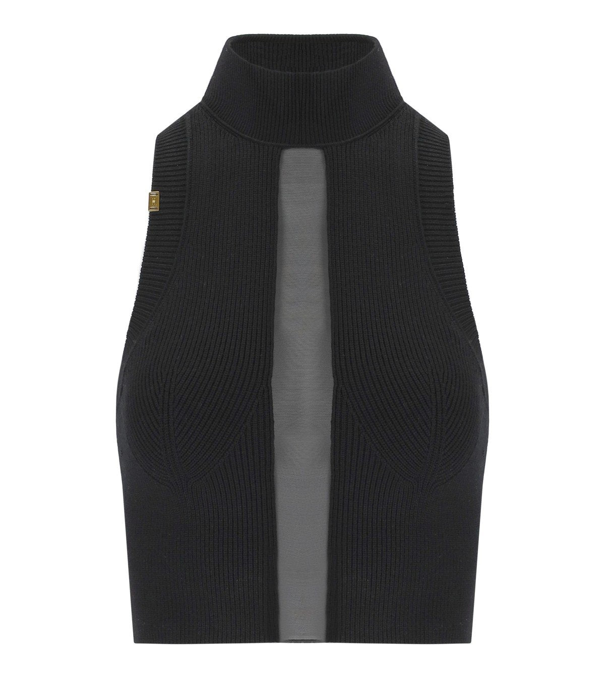 ELISABETTA FRANCHI BLACK TOP WITH TULLE