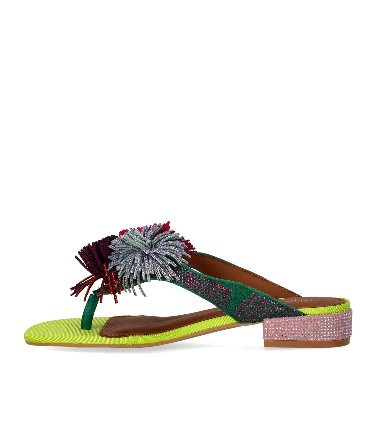 KURT GEIGER POM POM MULTICOLORED THONG SANDAL