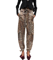 GANNI SATIN ANIMAL PRINT PANTS