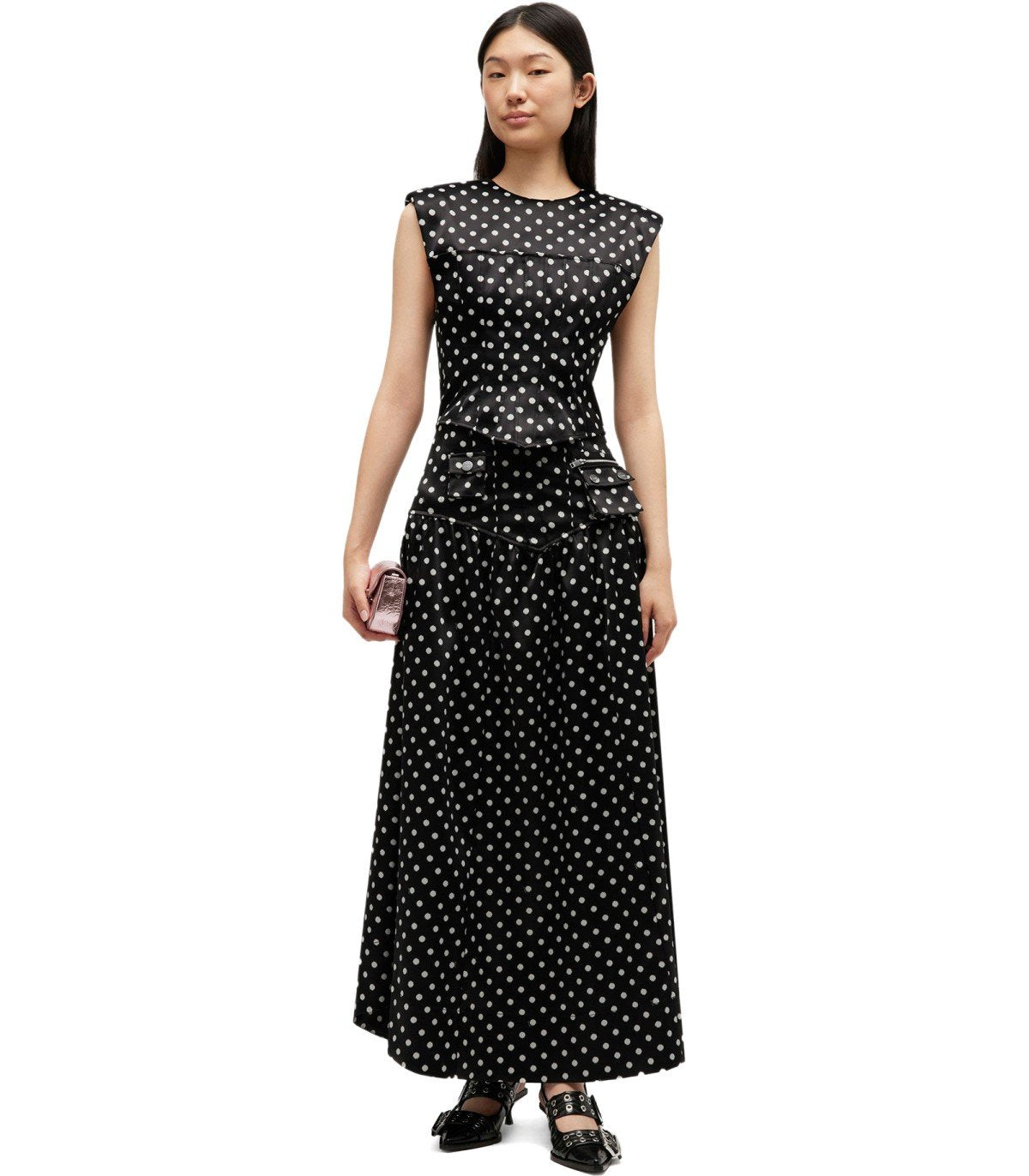 GANNI BLACK POLKA-DOT SKIRT