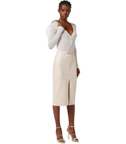 ELISABETTA FRANCHI MILK MIDI SKIRT WITH CROCO-PRINT