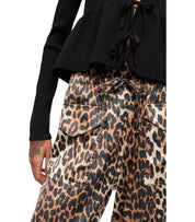 GANNI SATIN ANIMAL PRINT PANTS