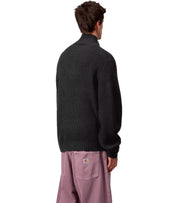 CARHARTT WIP DETROIT HALF ZIP BLACK SWEATER