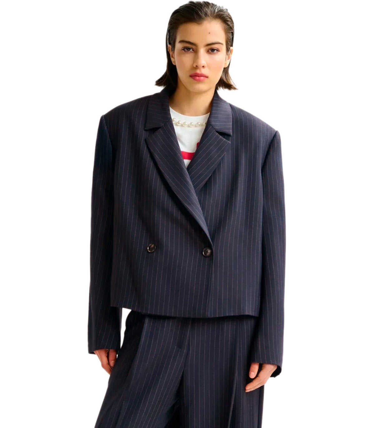 ESSENTIEL ANTWERP ITZEL MARINEBLAUER CROPPED BLAZER