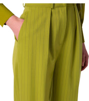 ELISABETTA FRANCHI OLIVE PINSTRIPE PANTS