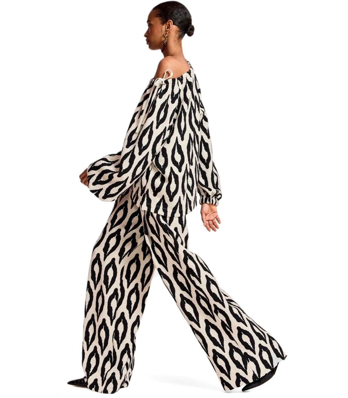 PANTALONE KONTENT BIANCO NERO ESSENTIEL ANTWERP