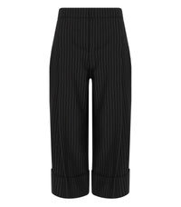 ELISABETTA FRANCHI BEIGE BLACK PINSTRIPE TROUSERS - 38