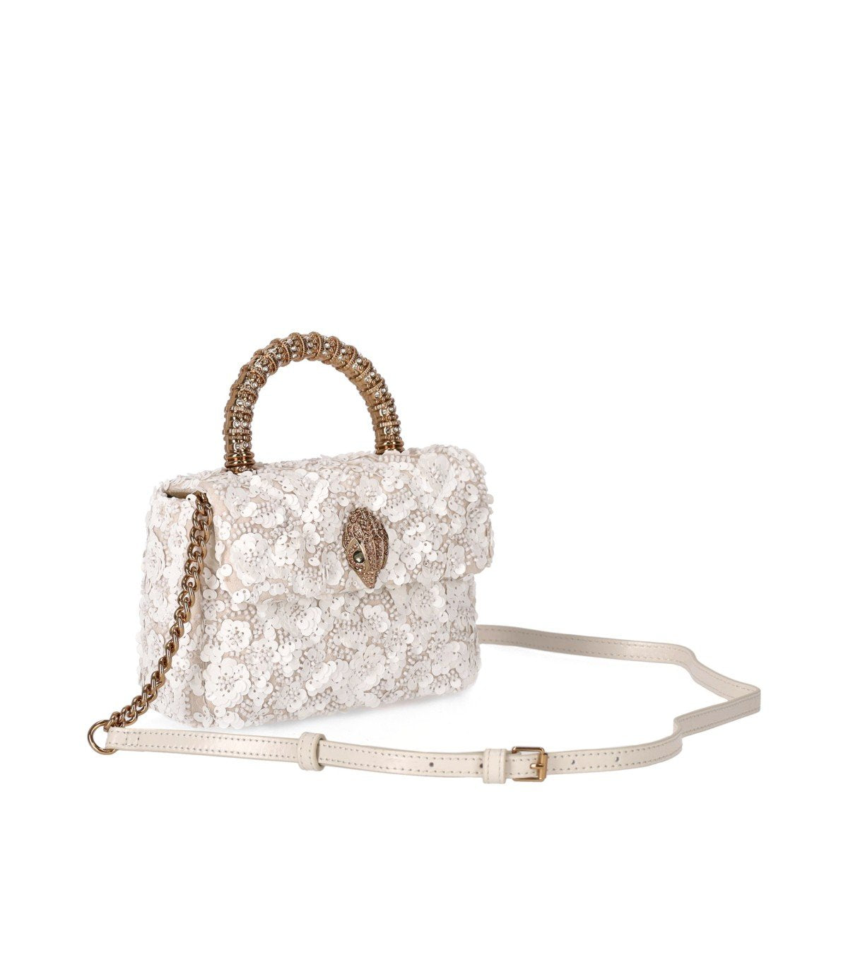 KURT GEIGER KENSINGTON PAILLETTES MINI WEISSE HANDTASCHE