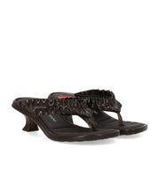 GANNI BROWN HEELED FLIP-FLOP