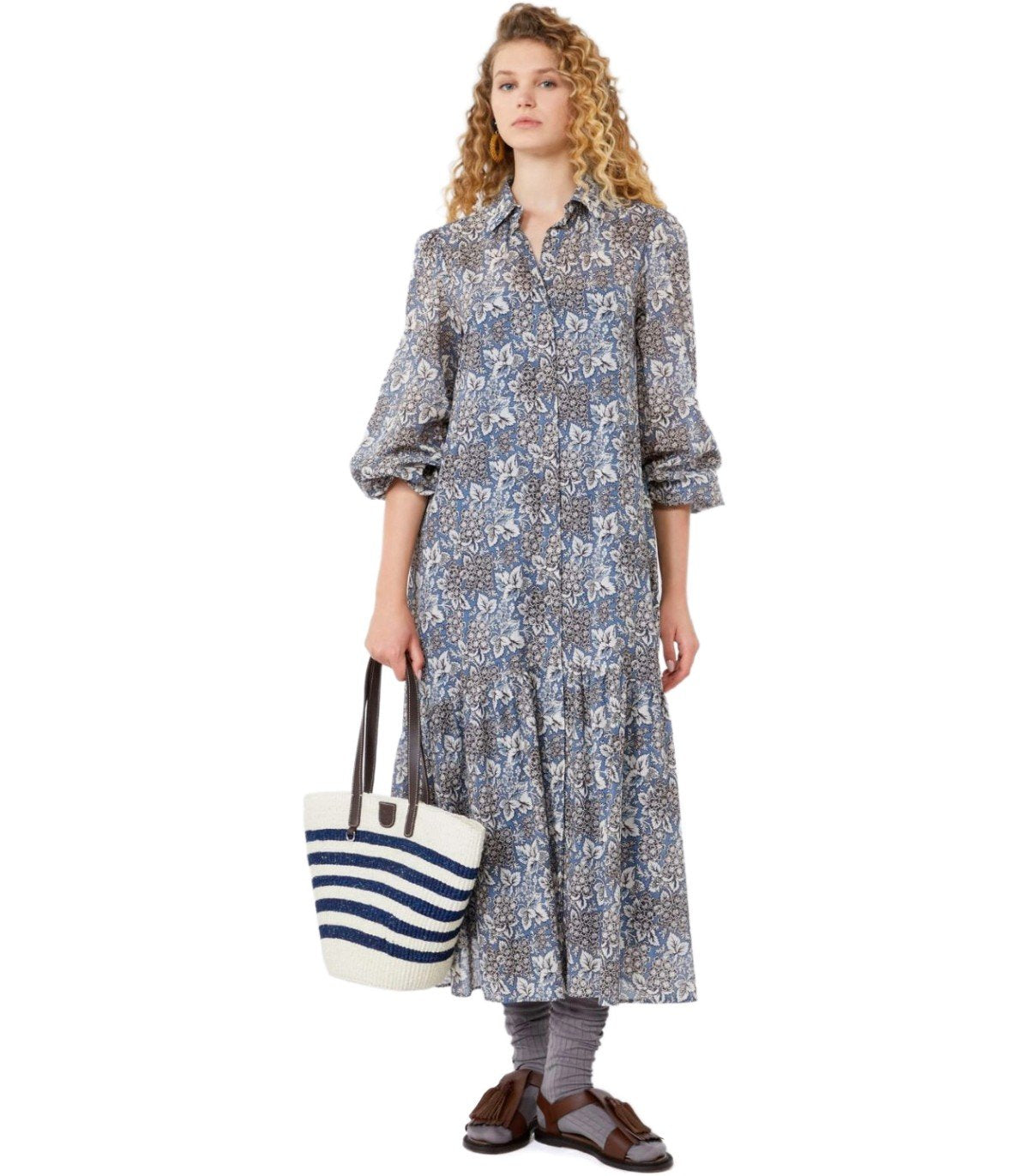 ABITO CHEMISIER OBOLI A FIORI BLU MAX MARA WEEKEND
