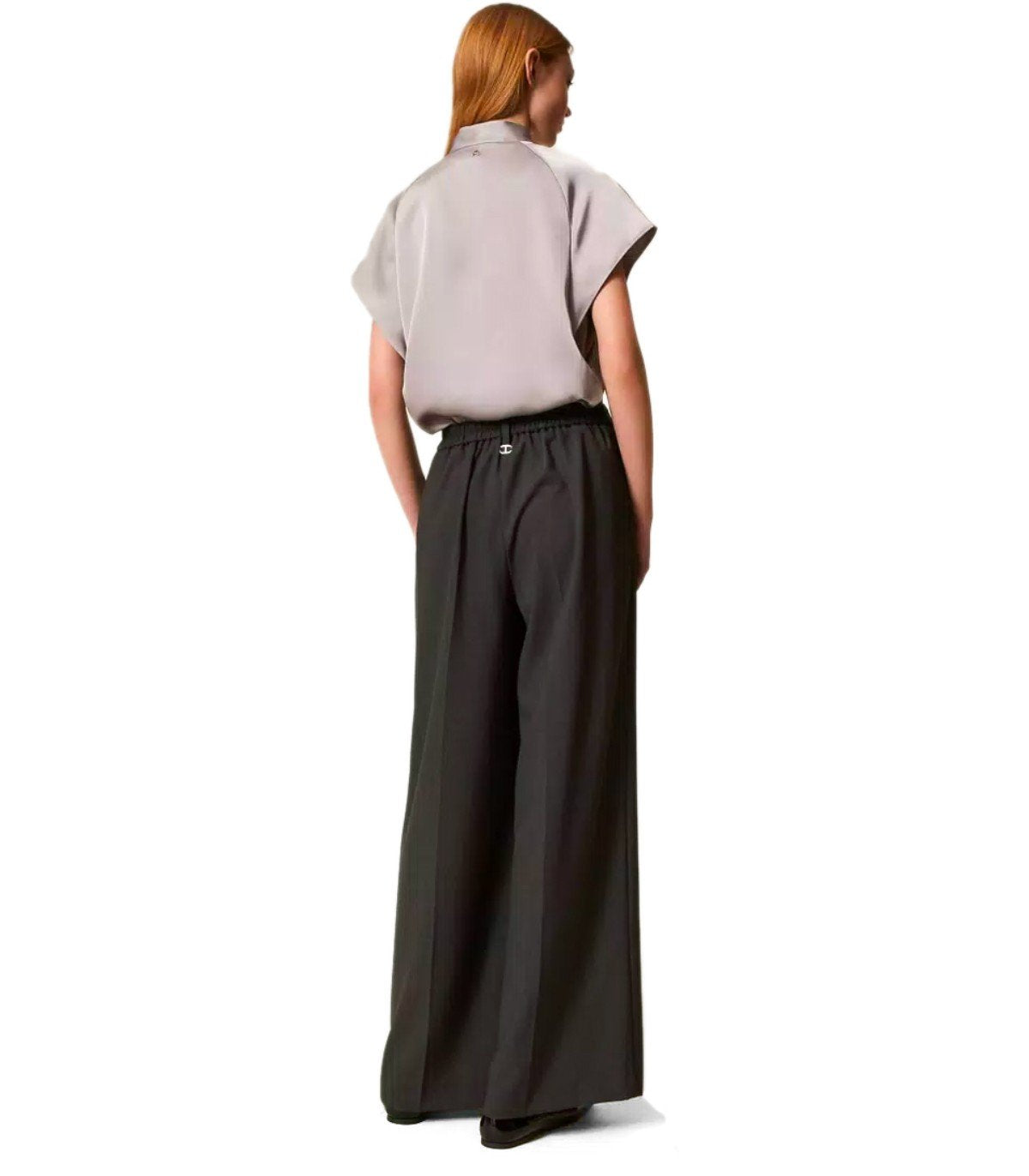 TWINSET ANTHRACITE GREY WIDE LEG PANTS
