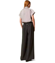 TWINSET ANTHRACITE GREY WIDE LEG PANTS