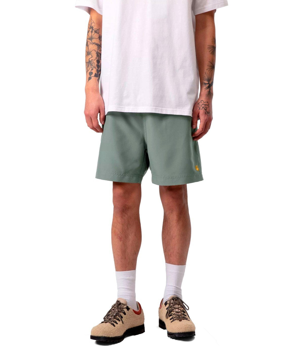 CARHARTT WIP CHASE GREEN SWIM TRUNKS