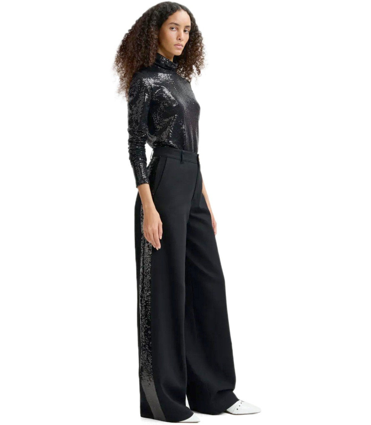ESSENTIEL ANTWERP GORROR BLACK WIDE LEG PANTS