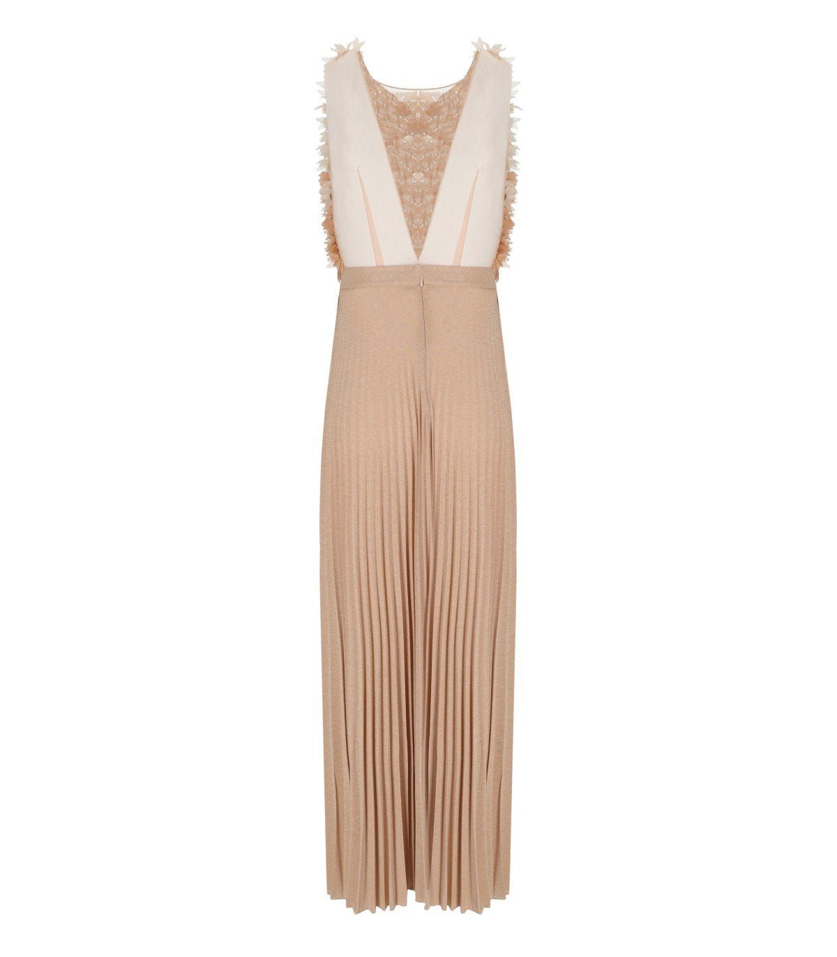 ELISABETTA FRANCHI RED CARPET NUDE DRESS WITH PETALS – FerrarisBoutique