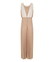 ELISABETTA FRANCHI RED CARPET NUDE DRESS WITH PETALS