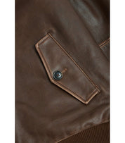 BARACUTA G9 LEATHER CHOCOLATE BOMBER JACKET