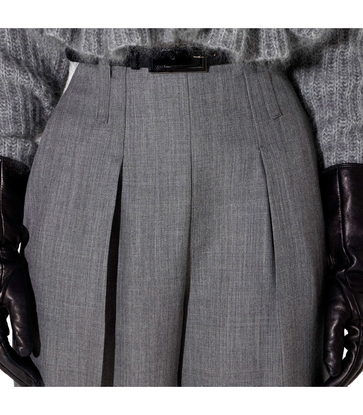 PANTALONE CON CINTURA GRIGIO MELANGE ELISABETTA FRANCHI 