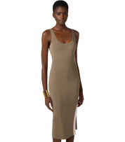 ELISABETTA FRANCHI BEIGE MIDI STRICKKLEID