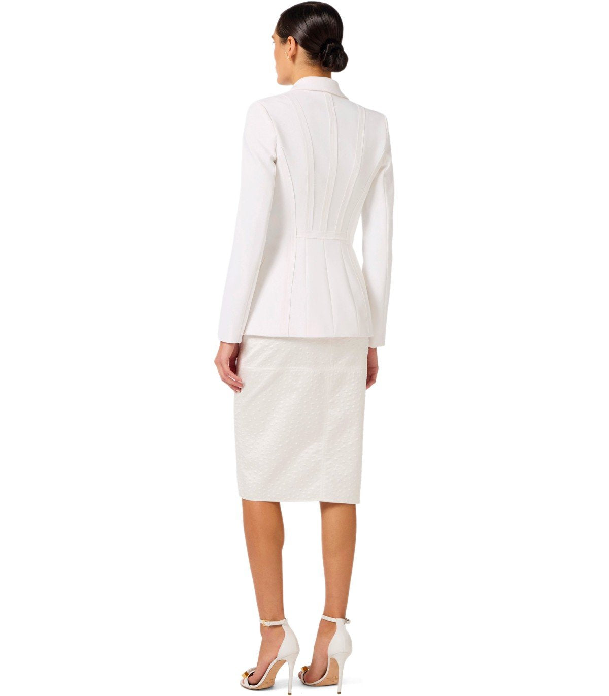 ELISABETTA FRANCHI IVORY SINGLE-BREASTED BLAZER
