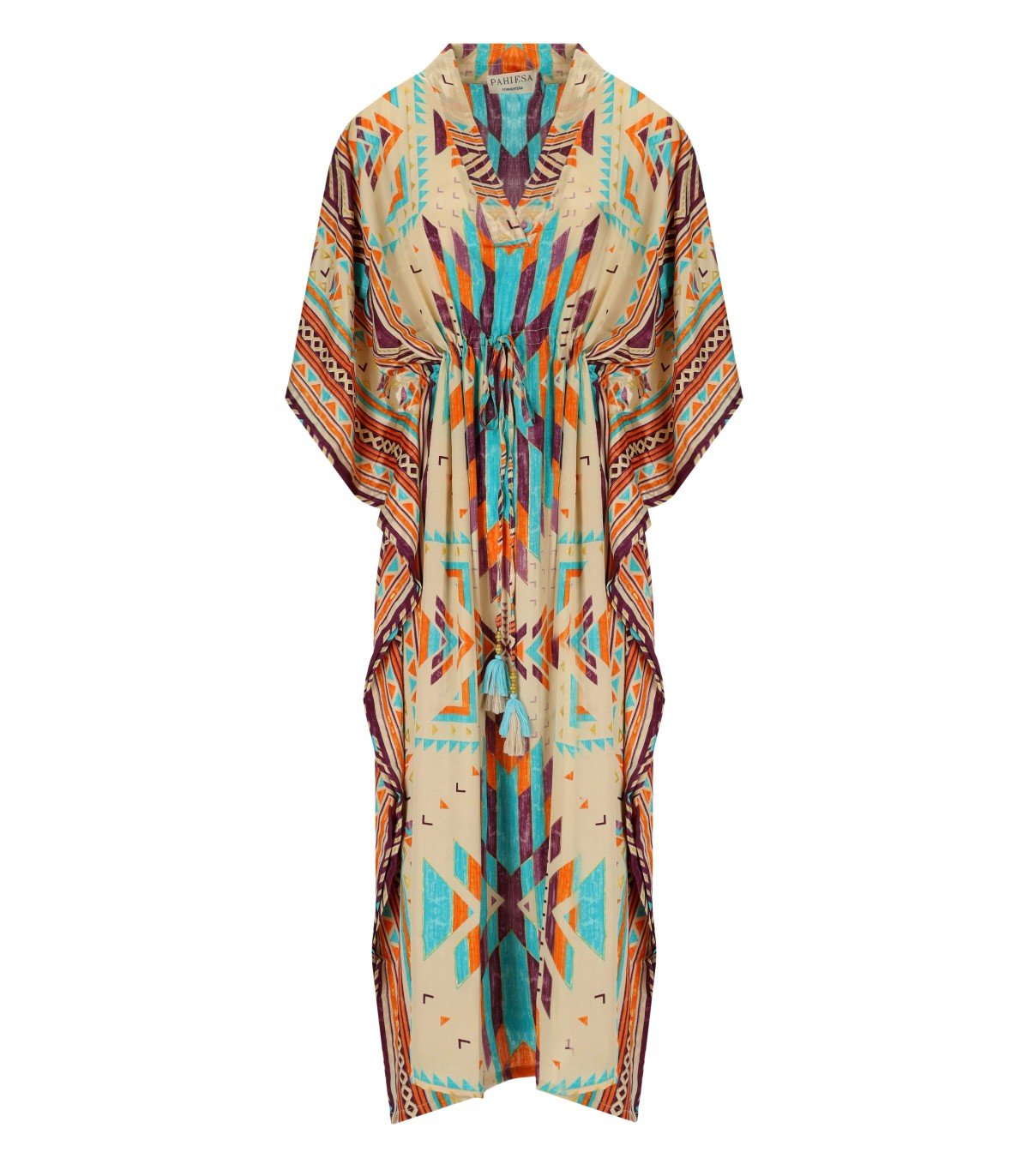 PAHIESA FORMENTERA VEELKLEURIGE KAFTAN JURK