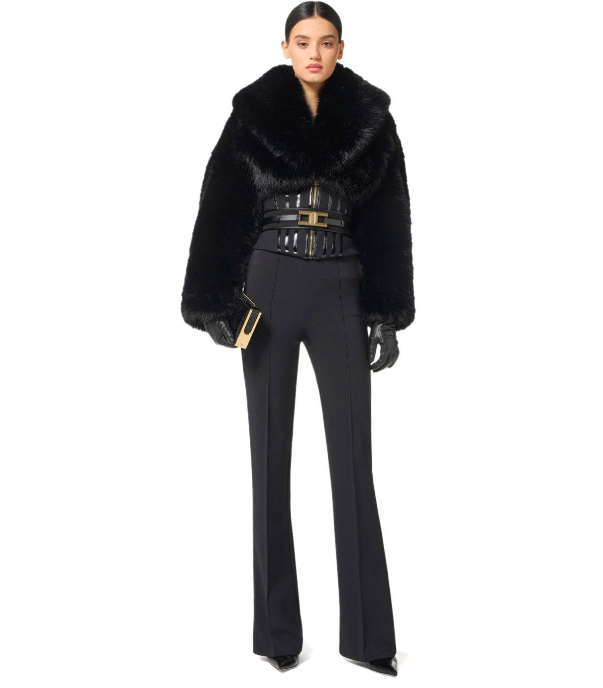 ELISABETTA FRANCHI BLACK BUSTIER JACKET