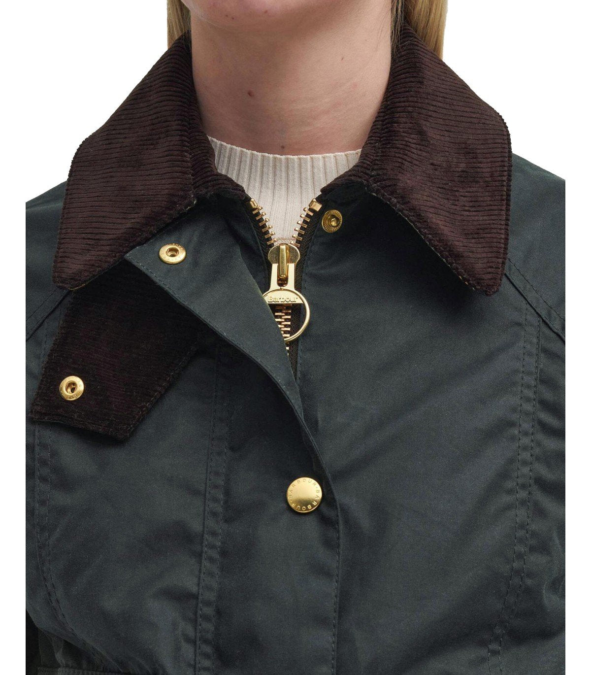BARBOUR BEADNELL WAX GREEN CROPPED JACKET