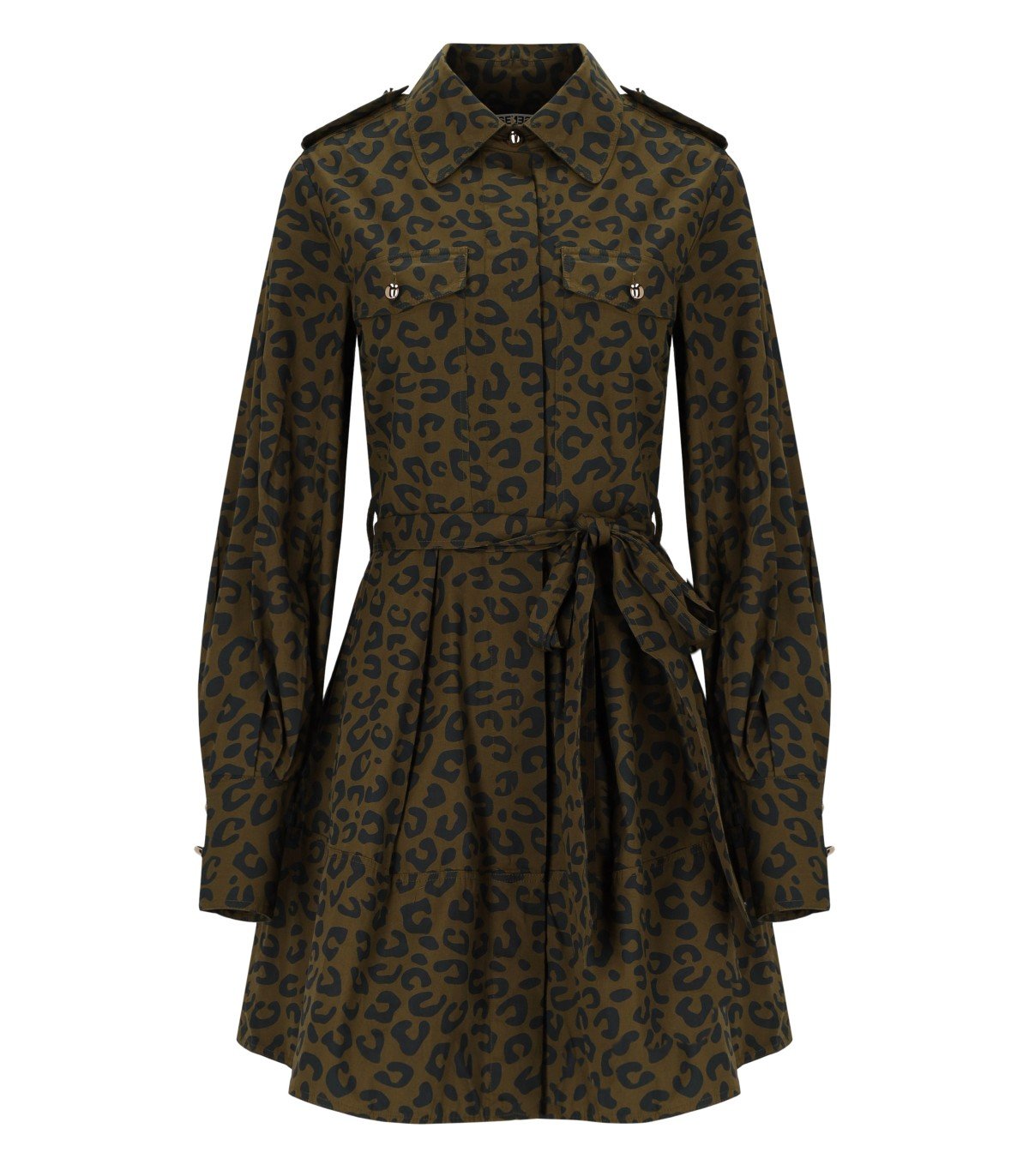 ESSENTIEL ANTWERP SCHWARZ KAKI ANIMAL-PRINT KETO KLEID