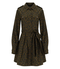ESSENTIEL ANTWERP SCHWARZ KAKI ANIMAL-PRINT KETO KLEID - 34