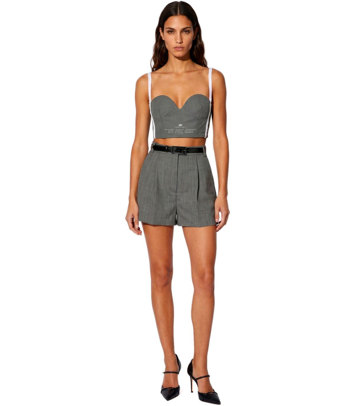 SHORTS MIT GÜRTEL GRAU MELANGE ELISABETTA FRANCHI