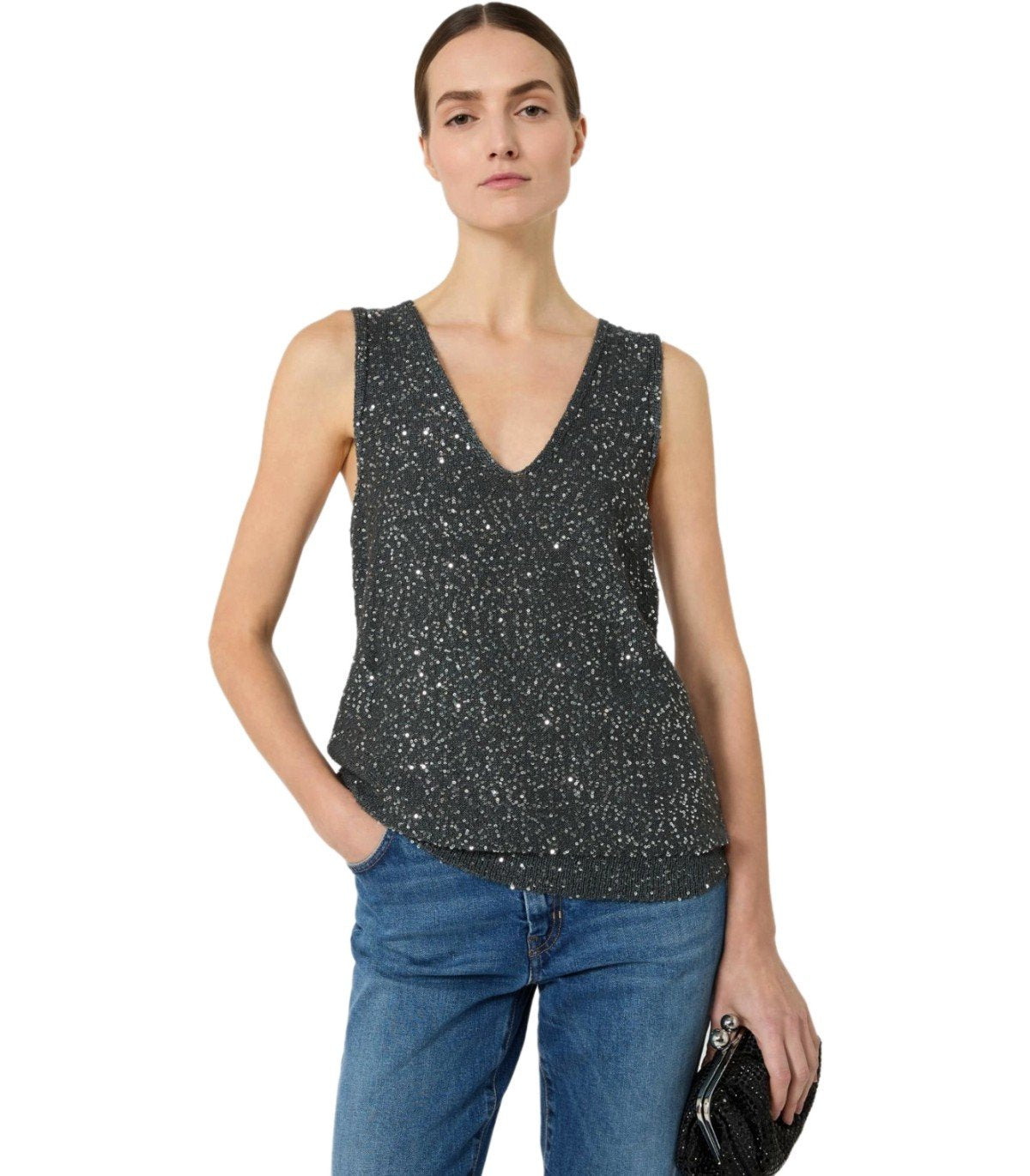 MAX MARA WEEKEND TEMPO ANTHRACITE GREY TOP