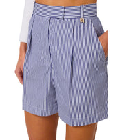 ELISABETTA FRANCHI STRIPED BLUE AND WHITE SHORTS