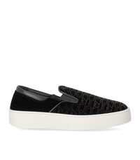EMPORIO ARMANI SLIP-ON MONOGRAM SCHWARER SNEAKER - 36