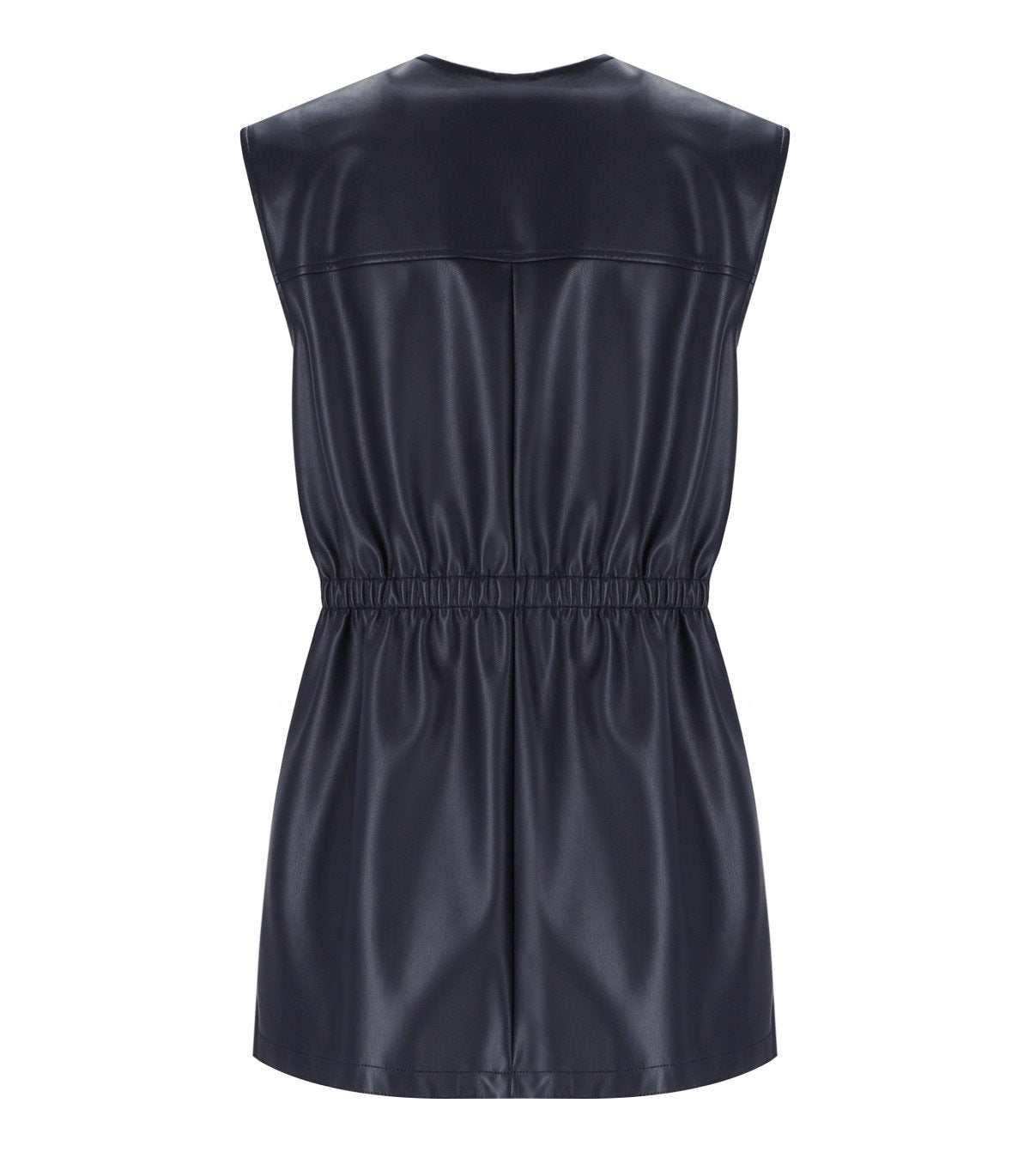 MM MAX MARA TOLONE BLUE LEATHER EFFECT VEST