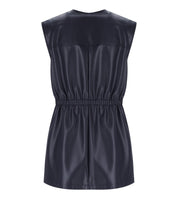 MM MAX MARA TOLONE BLUE LEATHER EFFECT VEST