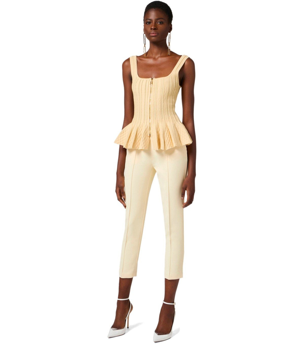 ELISABETTA FRANCHI LEMONADE TROUSER WITH LOGO