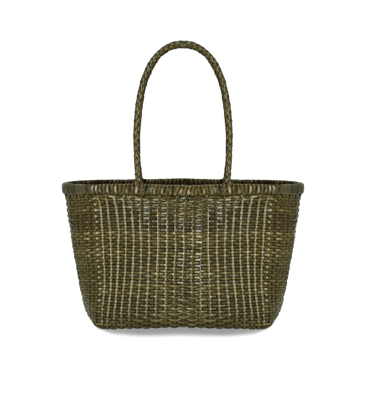 DRAGON DIFFUSION B.WEAVE SMALL KHAKI BASKET BAG