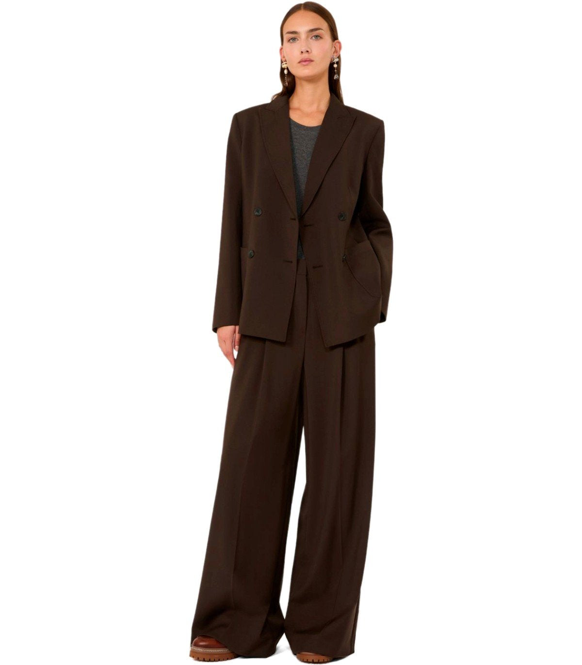 BLAZER ORNATI DOUBLE-BOUTONNAGE MARRON MAX MARA WEEKEND