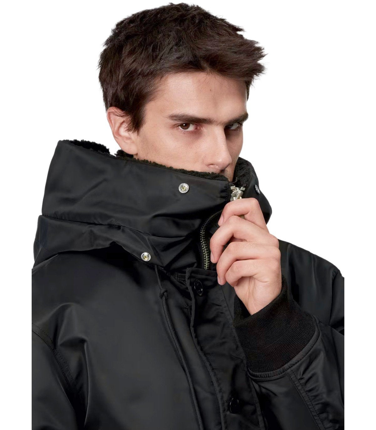CARHARTT WIP OLTERO BLACK HOODED BOMBER JACKET