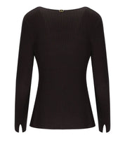 TWINSET CHOCOLATE RIBBED PULLOVER