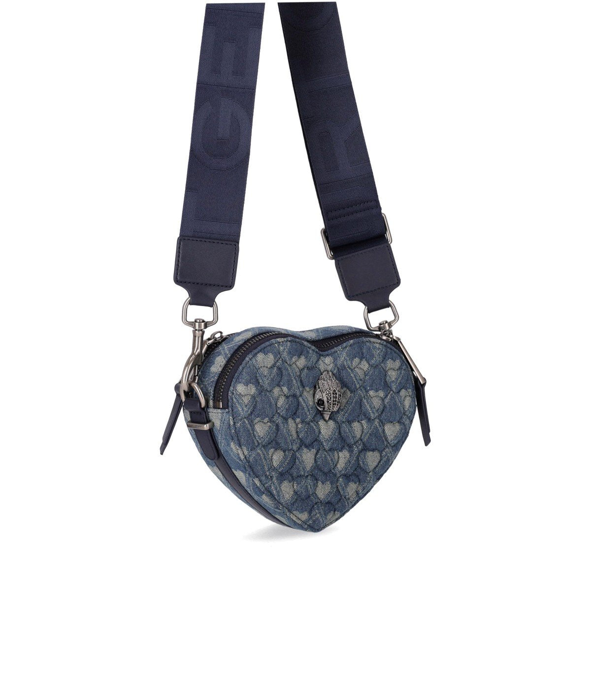 KURT GEIGER KENSINGTON HEART DENIM CROSSBODY BAG