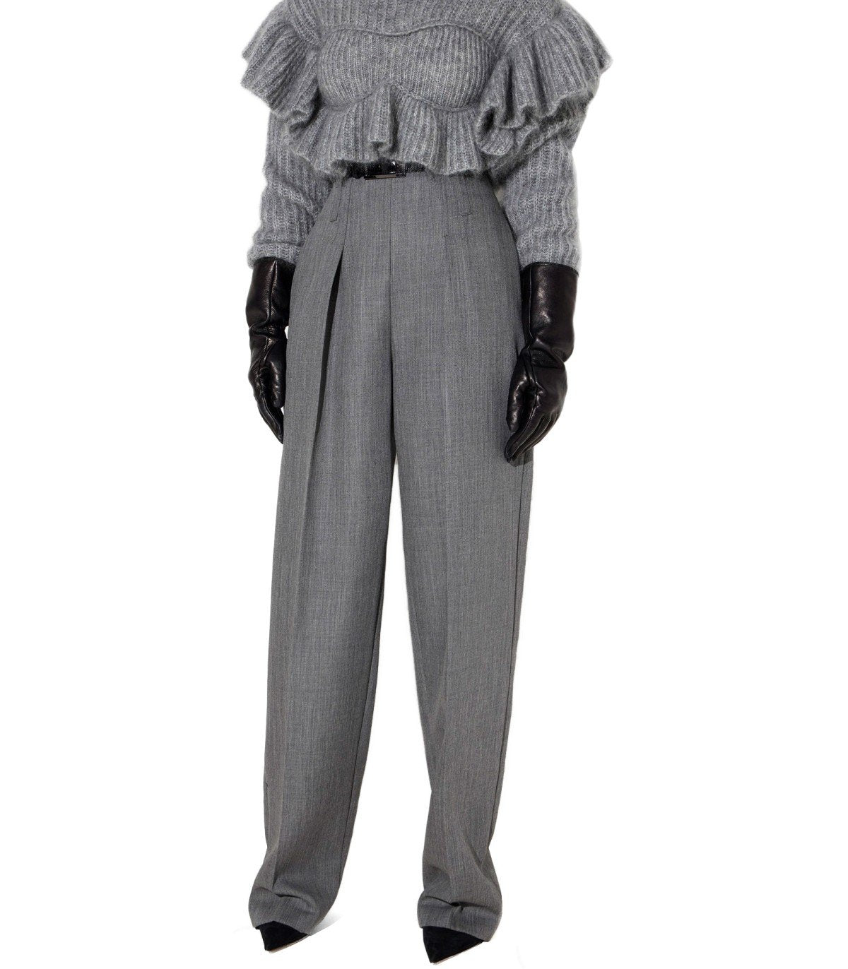 PANTALONE CON CINTURA GRIGIO MELANGE ELISABETTA FRANCHI 