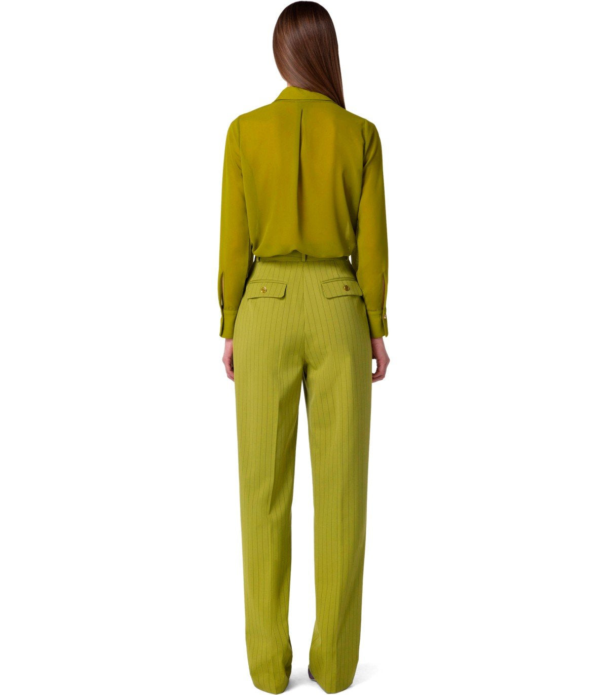 ELISABETTA FRANCHI OLIVE PINSTRIPE PANTS