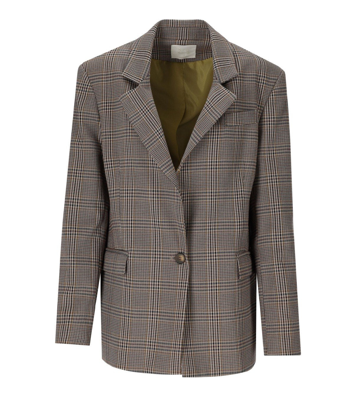 K.K. BEIGE CHECK SINGLE-BREASTED BLAZER